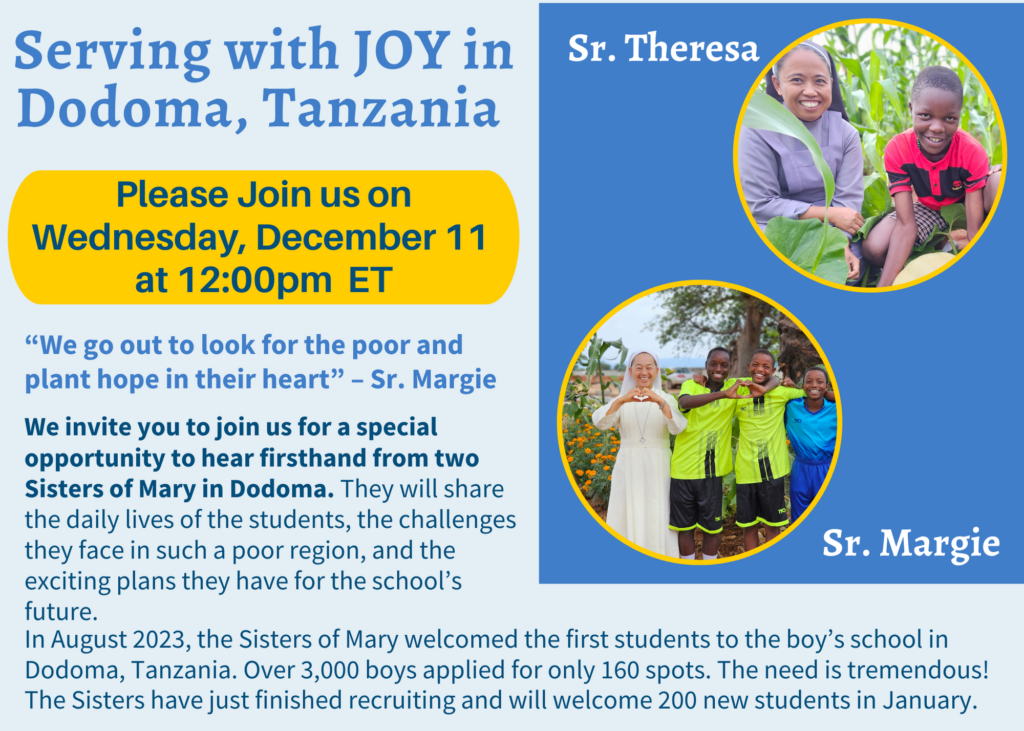 December 16, 2024 | Dodoma Webinar with Sr Margie and Sr Theresa