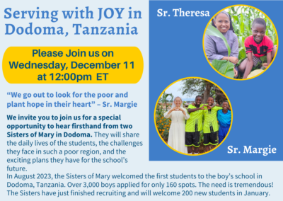 December 16, 2024 | Dodoma Webinar with Sr Margie and Sr Theresa